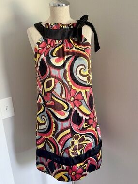 2000s As U Wish Women’s Multicolor Floral Satin Shift Dress M